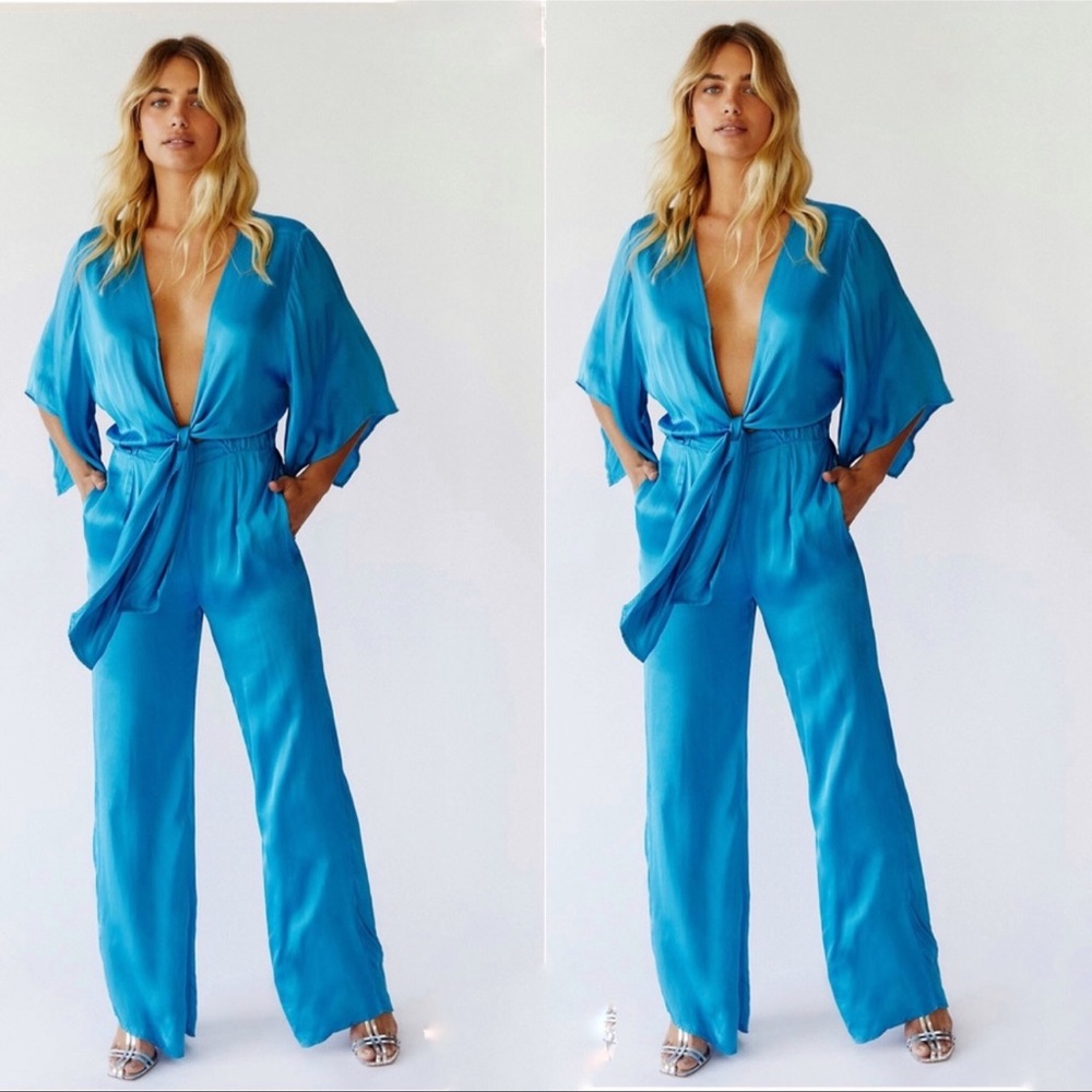 NWT Free People Breezy Jumpsuit Size:S in Bali Blue